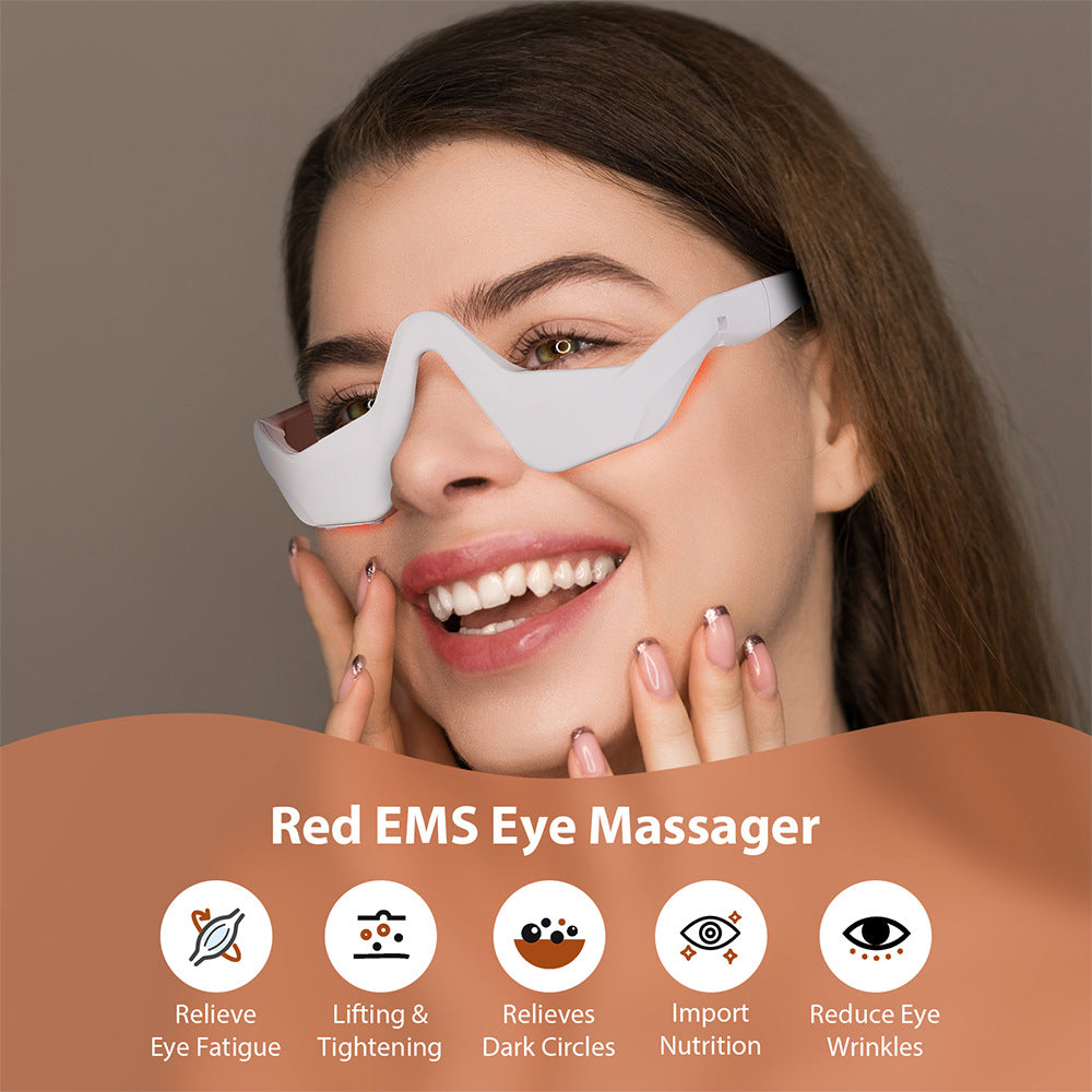 Microcurrent Massaging Eye Beauty Device with EMS and Red Light for Eye Massage and Dark Circle Reduction