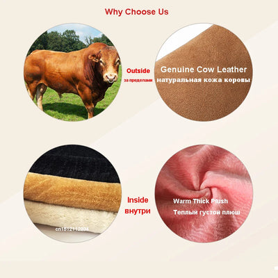 New Fashion Big Fox Fur Woman Snow Boots Lady Winter Boots Genuine Cowhide Leather Mid-calf Warm Boots Women Boots Shoes