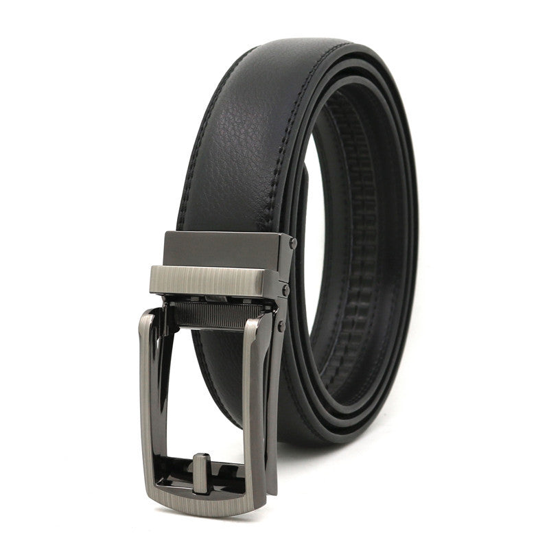 Men's Click Belt fake needle belt automatic buckle two-layer cowhide leather belt ﻿