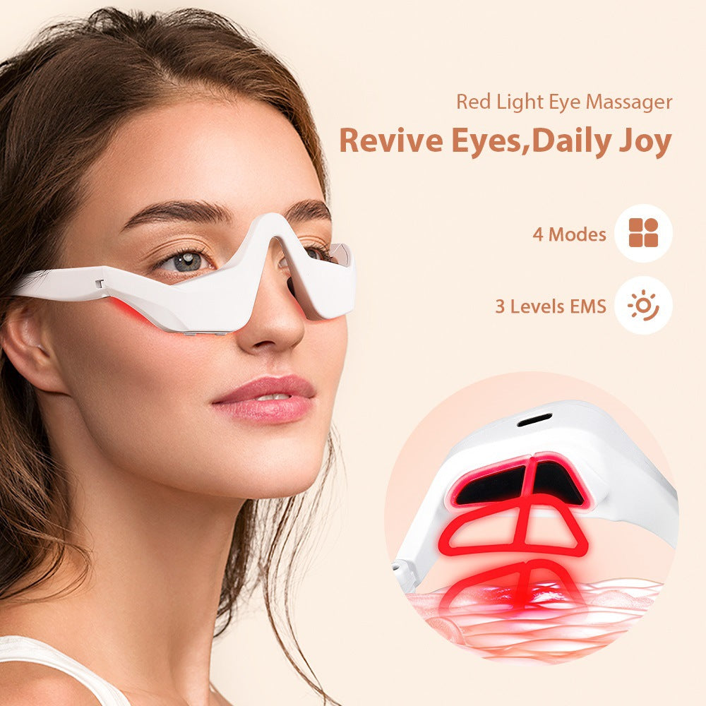 Microcurrent Massaging Eye Beauty Device with EMS and Red Light for Eye Massage and Dark Circle Reduction