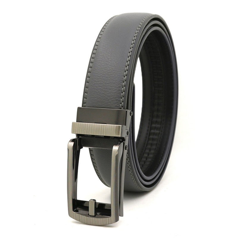 Men's Click Belt fake needle belt automatic buckle two-layer cowhide leather belt ﻿