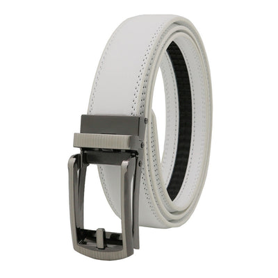 Men's Click Belt fake needle belt automatic buckle two-layer cowhide leather belt ﻿