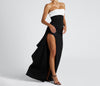Summer Women's High-Cross Border Long Dress Pure Color Sexy Foreign Trade Halter Pleated Dress Slit Fitted Fashion