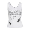 Style Round Neck Street Fashion Women's Sleeveless Fitted Solid Color Printed Vest