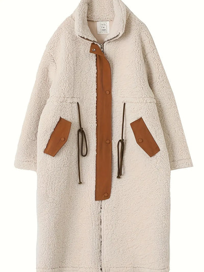 Lamb wool coat for women thick medium to long cotton coat for women