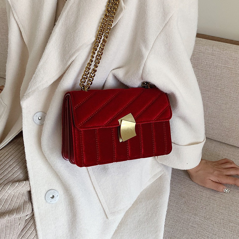 Luxury Handbags Women Bags Designer Shoulder Vintage Velvet Chain Evening Clutch Bag Messenger Crossbody Bags For Women