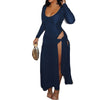 Women's Fashion Sexy Long Sleeve Jumpsuit Belted Skirt Set