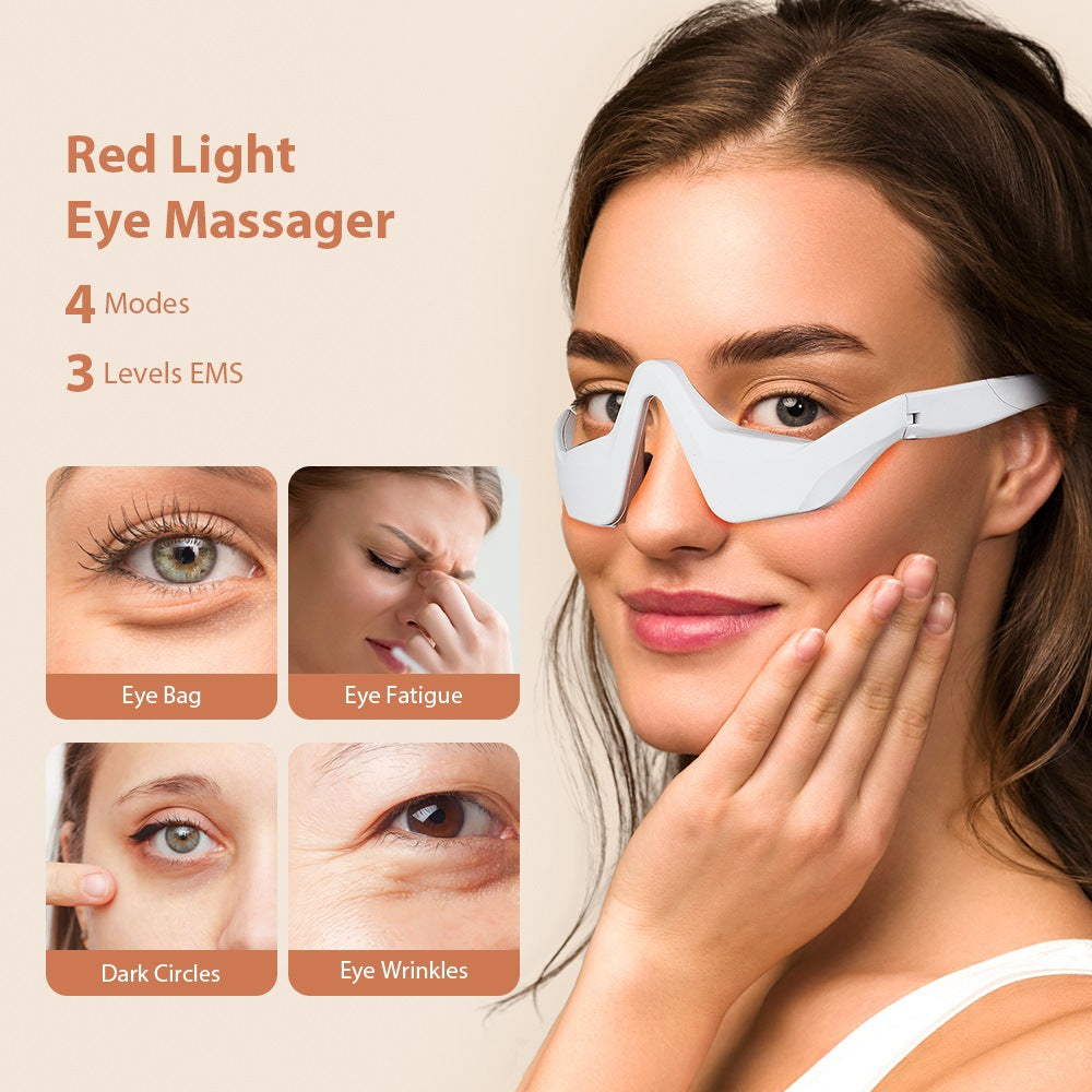 Microcurrent Massaging Eye Beauty Device with EMS and Red Light for Eye Massage and Dark Circle Reduction