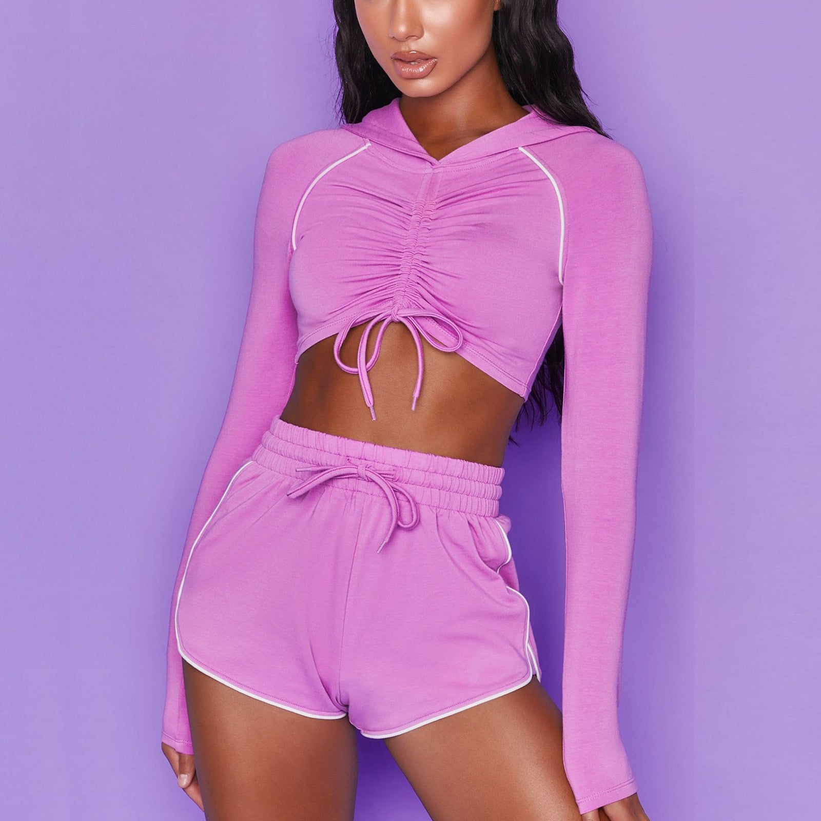 Women Sexy Fitness Strap Long Sleeve  Sport Suit Tracksuit Gym Wear Yoga Sets