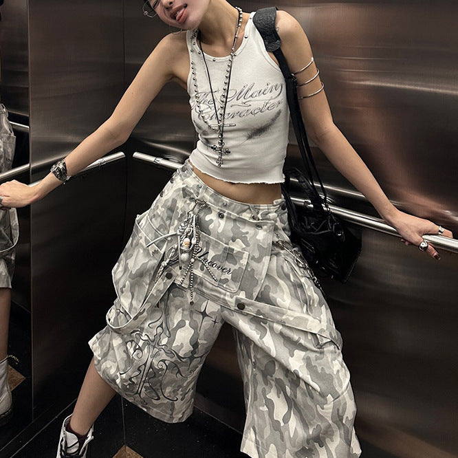 Style Round Neck Street Fashion Women's Sleeveless Fitted Solid Color Printed Vest