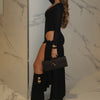 Women's Fashion Sexy Long Sleeve Jumpsuit Belted Skirt Set