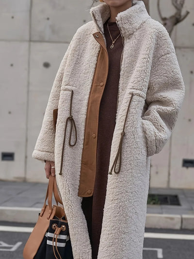 Lamb wool coat for women thick medium to long cotton coat for women