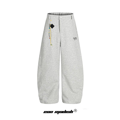 Retro Curved Knife Embroidery Sweatpants Long Pants