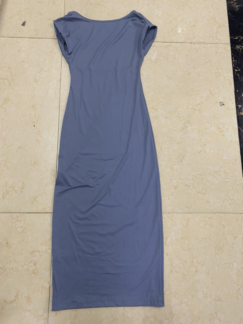 Backless Dress Fitted Fashion Women's Short Sleeve Round Neck Trendy Bodycon