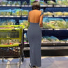 Backless Dress Fitted Fashion Women's Short Sleeve Round Neck Trendy Bodycon