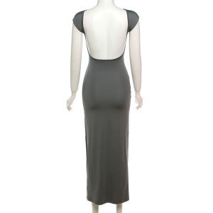 Backless Dress Fitted Fashion Women's Short Sleeve Round Neck Trendy Bodycon