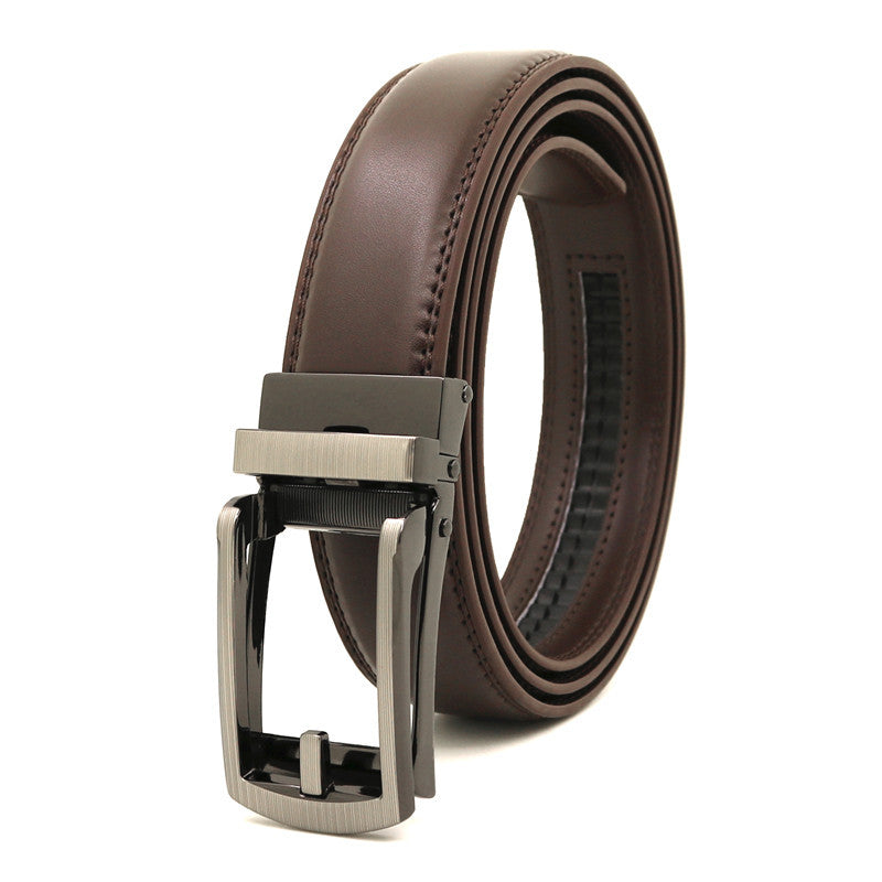 Men's Click Belt fake needle belt automatic buckle two-layer cowhide leather belt ﻿