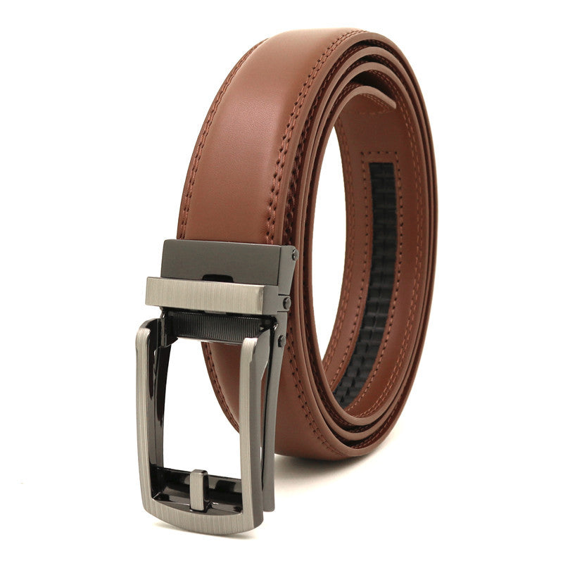 Men's Click Belt fake needle belt automatic buckle two-layer cowhide leather belt ﻿