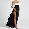Summer Women's High-Cross Border Long Dress Pure Color Sexy Foreign Trade Halter Pleated Dress Slit Fitted Fashion
