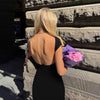 Backless Dress Fitted Fashion Women's Short Sleeve Round Neck Trendy Bodycon