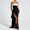 Summer Women's High-Cross Border Long Dress Pure Color Sexy Foreign Trade Halter Pleated Dress Slit Fitted Fashion