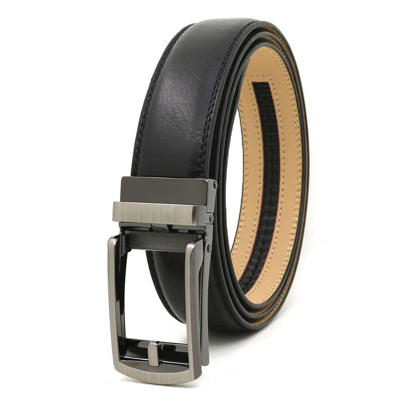 Men's Click Belt fake needle belt automatic buckle two-layer cowhide leather belt ﻿
